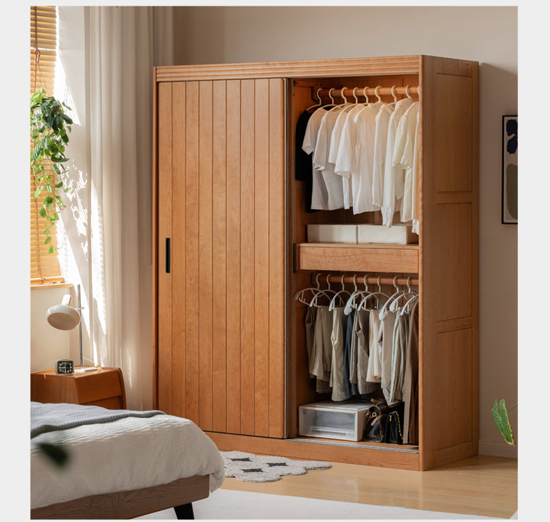 Cherry wood retro wardrobe sliding door: