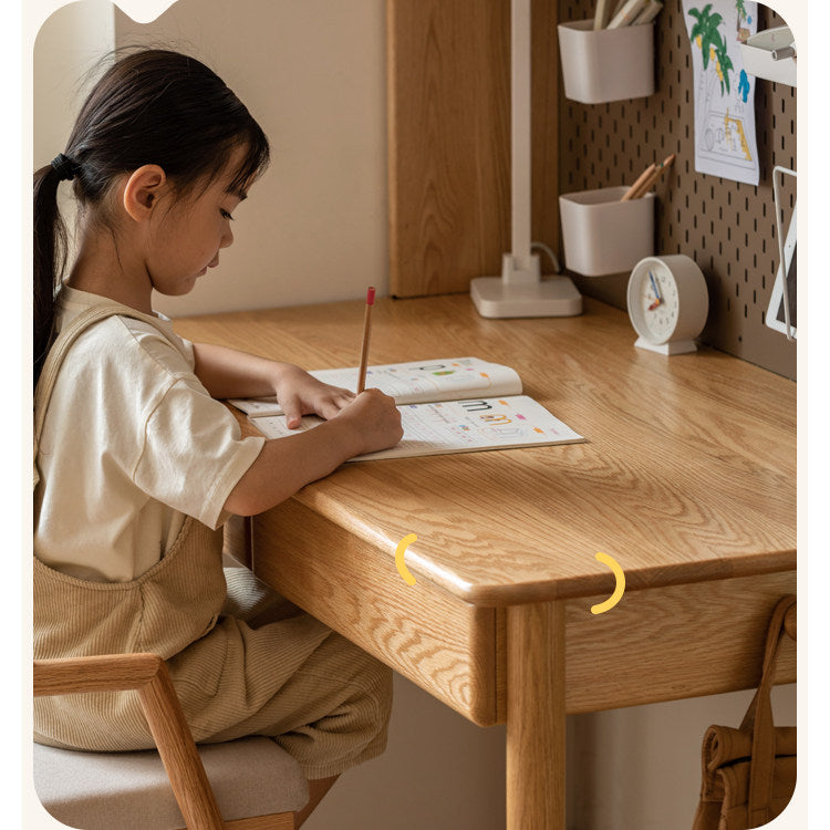 Oak Solid Wood Minimalist Kids Study Desk
