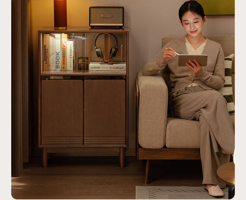 Solid Longan Hardwood Side Cabinet with Storage Space