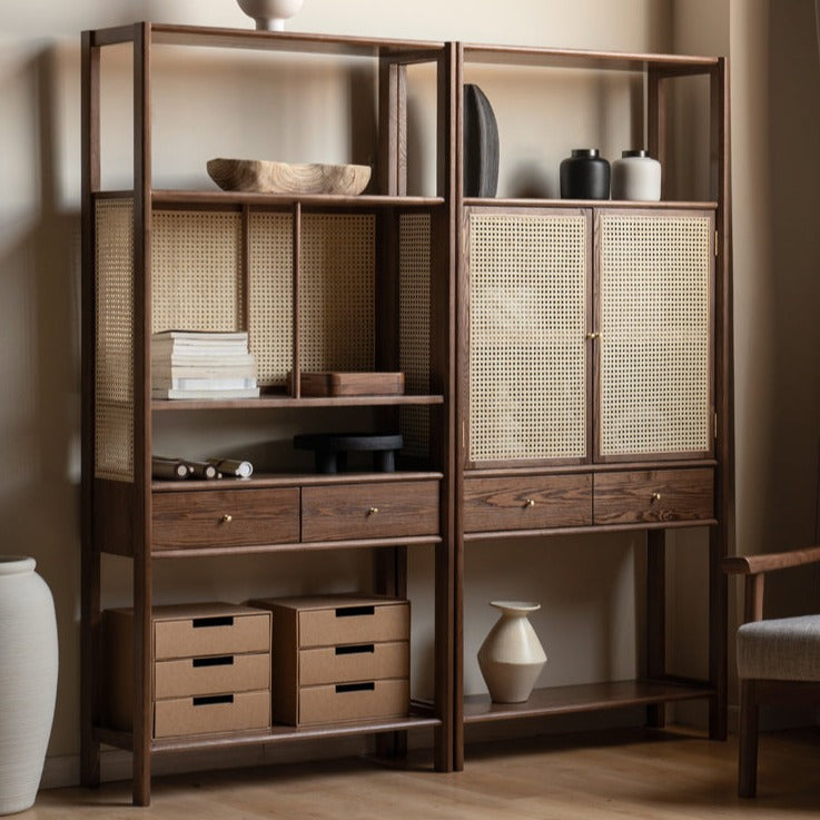 North American Black Walnut, Ash solid wood bookshelf display cabinet simple bookcase<