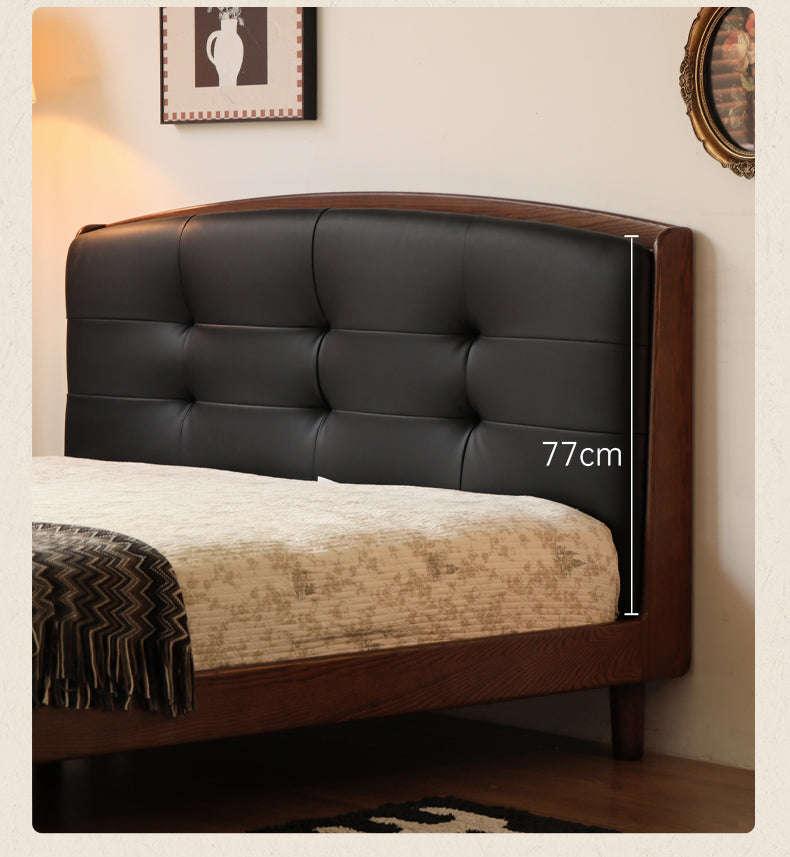 Oak Solid Wood Multifunctional Retro Soft Bed