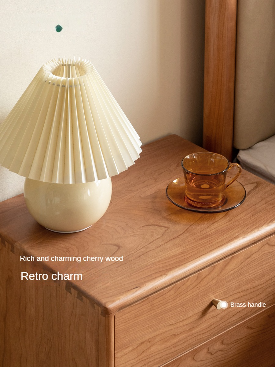 Cherry wood, Ash solid wood nightstand-