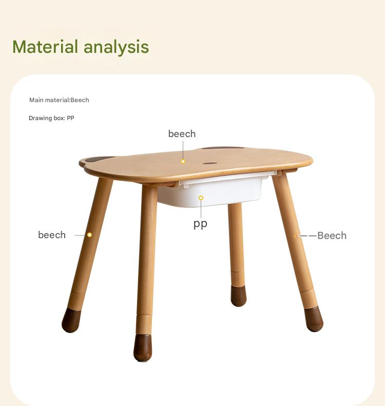 Beech Solid Wood Handmade Children's Table