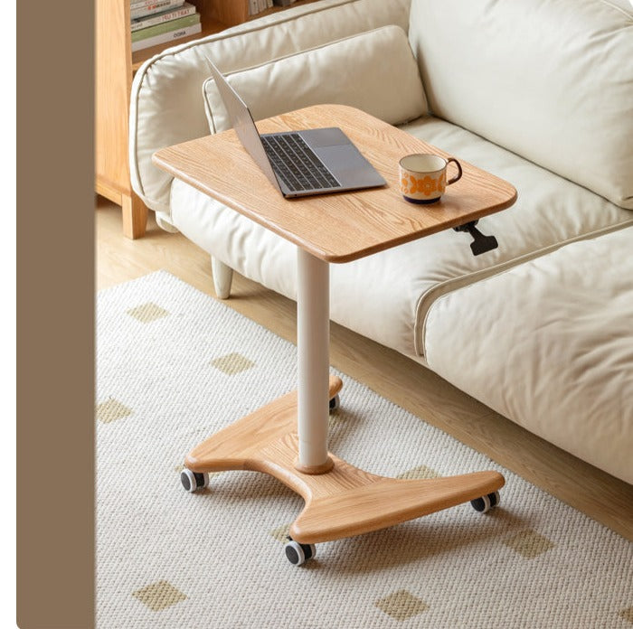 Oak solid wood Standing desk lifting movable Side Table"