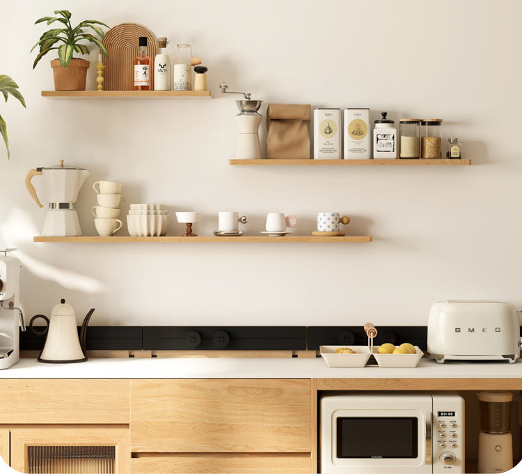 Oak, Black walnut Solid Wood Wall Shelf Bookcase