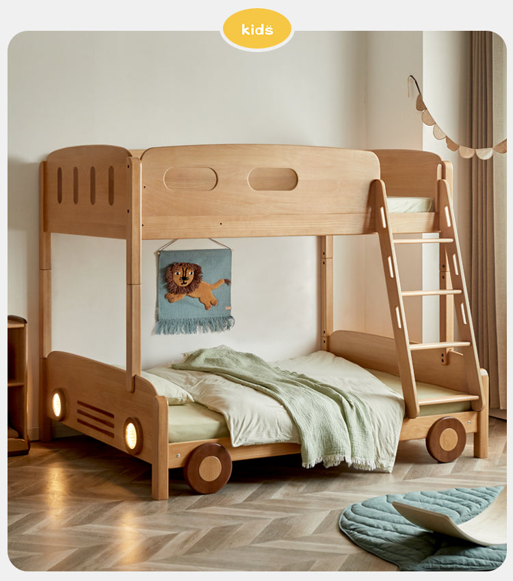 Beech solid wood children's Bunk Bed cartoon car Bed.