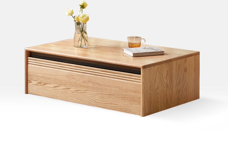 Oak solid wood coffee table modern storage