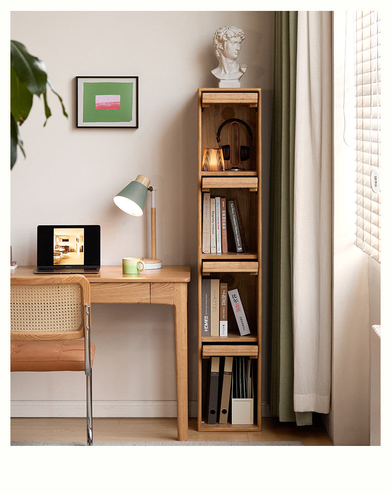Solid RubberWood Minimalist Side Cabinet with Narrow Opening and Flip Doors
