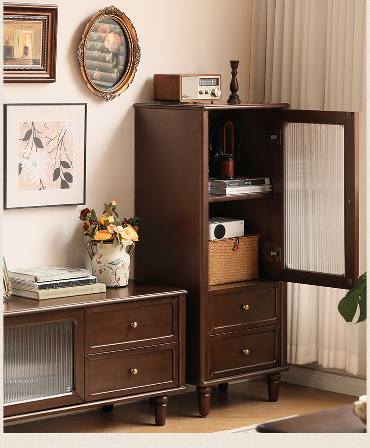 Poplar Solid Wood American Retro Side Cabinet,