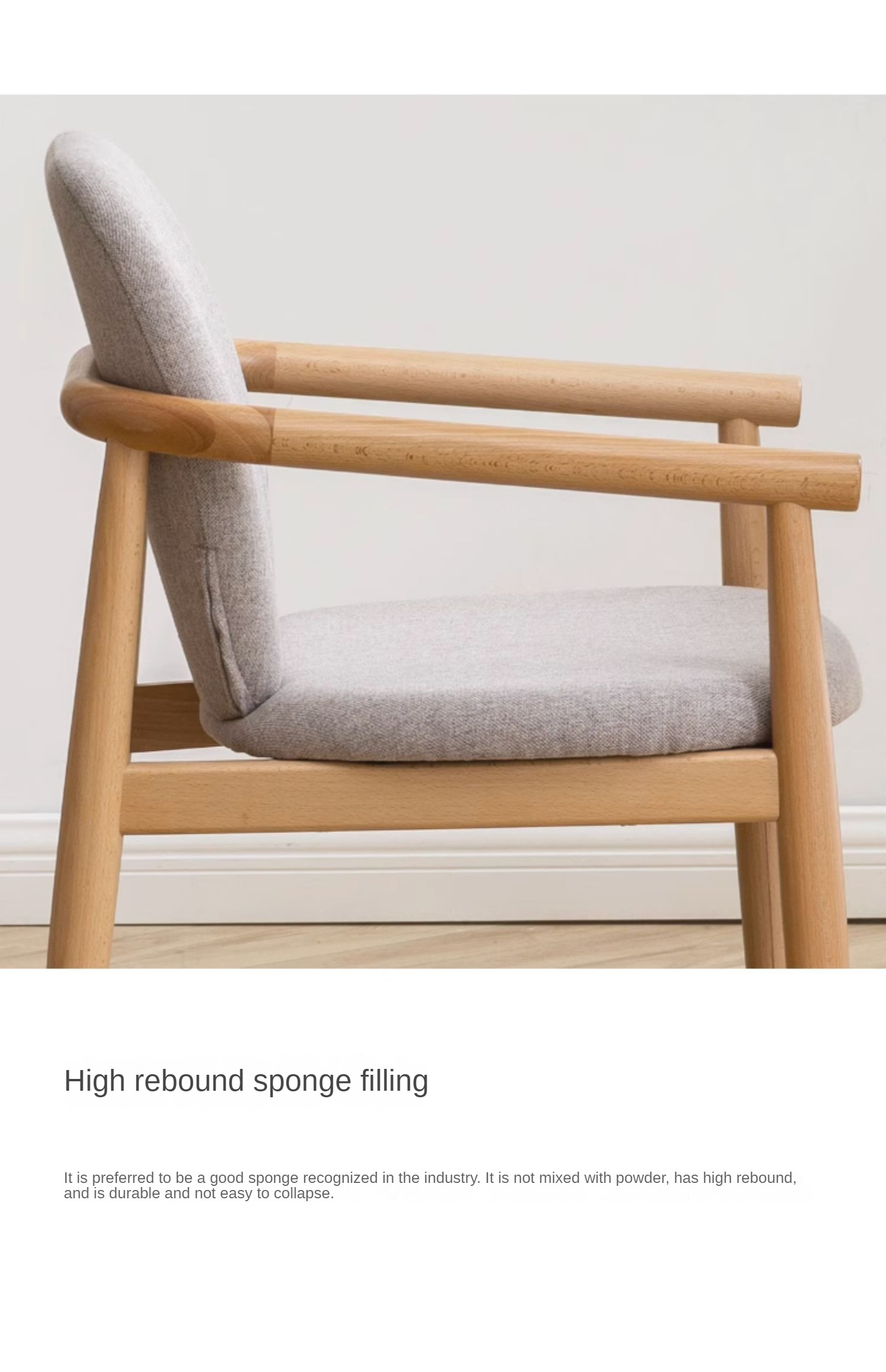 Beech solid wood armchair Nordic)