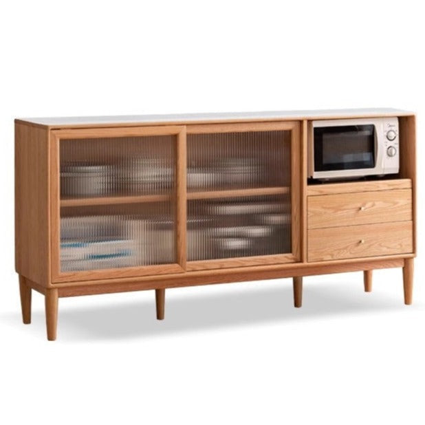 Oak solid wood sideboard multi-functional buffet cabinet,