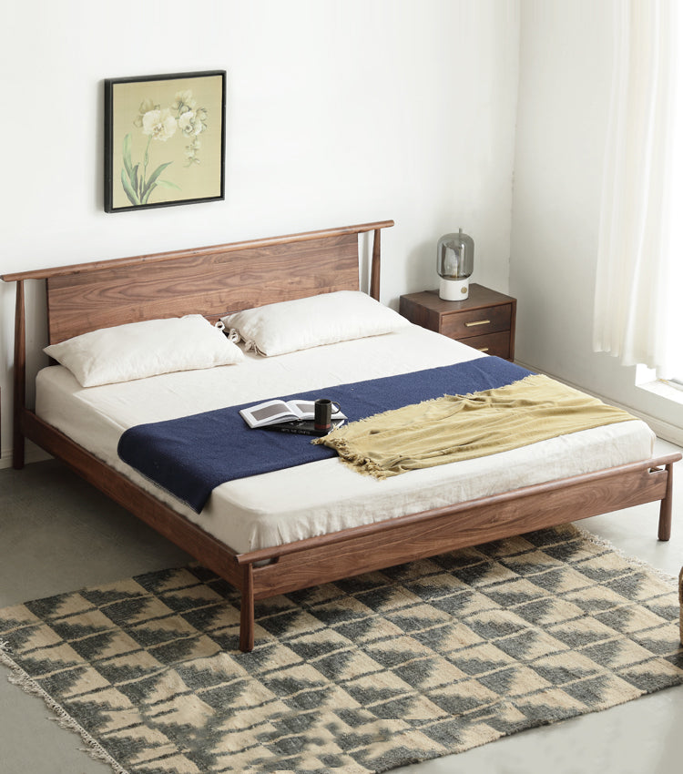 North American black walnut solid wood light luxury bed<