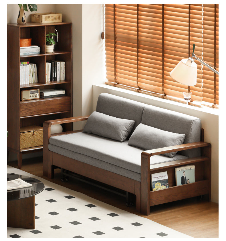 Oak Solid Wood Folding Sofa Bed