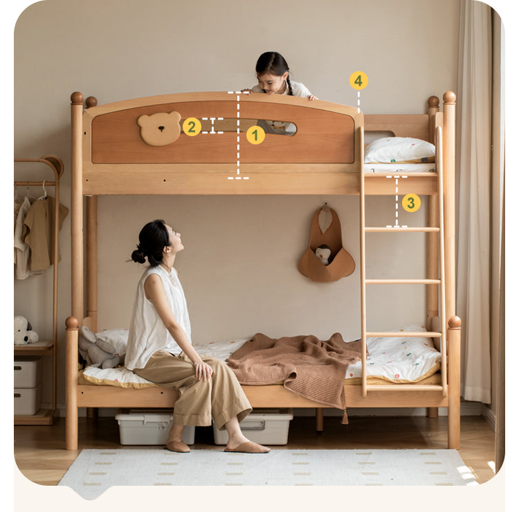 Beech solid wood children's bunk bed.