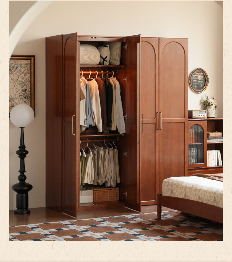 Poplar Solid Wood Double Door Wardrobe