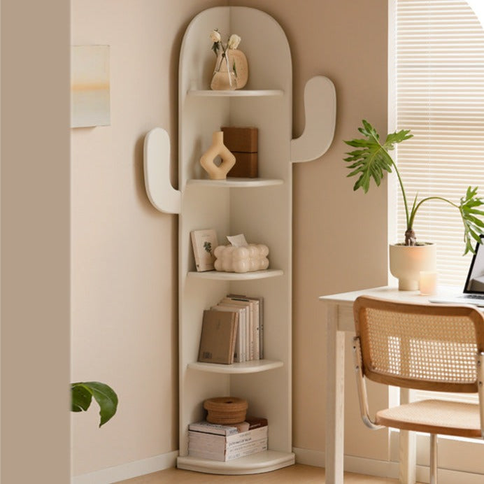 Poplar Solid Wood Corner Wall to Floor Bookcase<