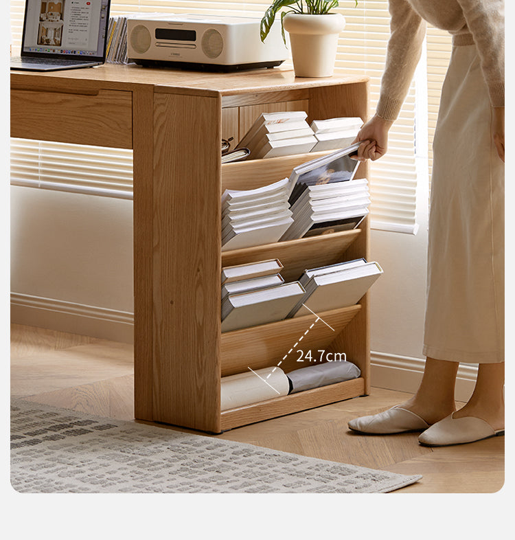 Oak solid wood small book rack against the wall