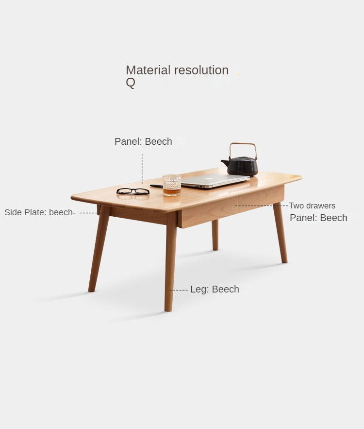 Beech solid wood coffee table "