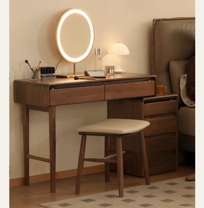 Black walnut solid wood retractable dressing table