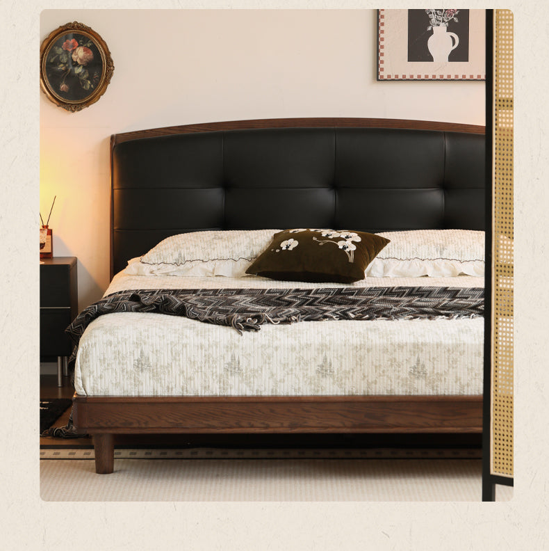 Oak Solid Wood Multifunctional Retro Soft Bed