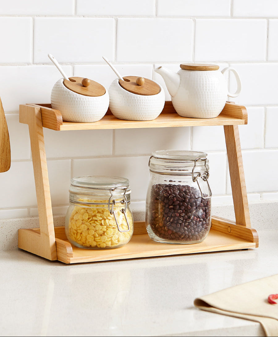 Ash Solid Wood Double Layer Open Sorting Rack