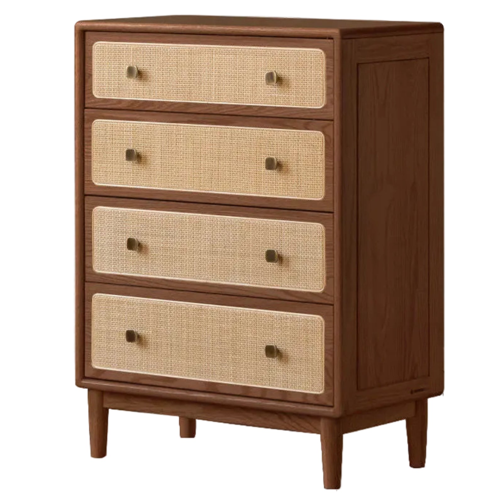 Oak, Black Walnut Solid Wood Cabinet Modern Rattan Storage Cabinet.