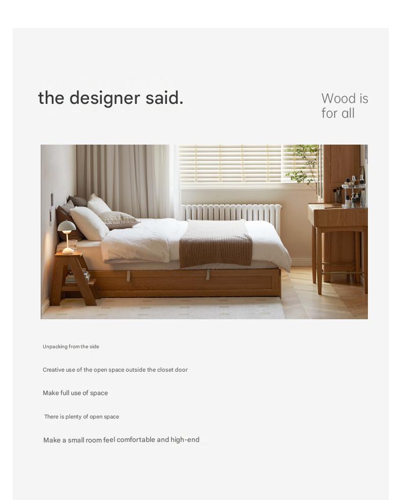 Oak solid wood platform bed, headboard-free Box bed