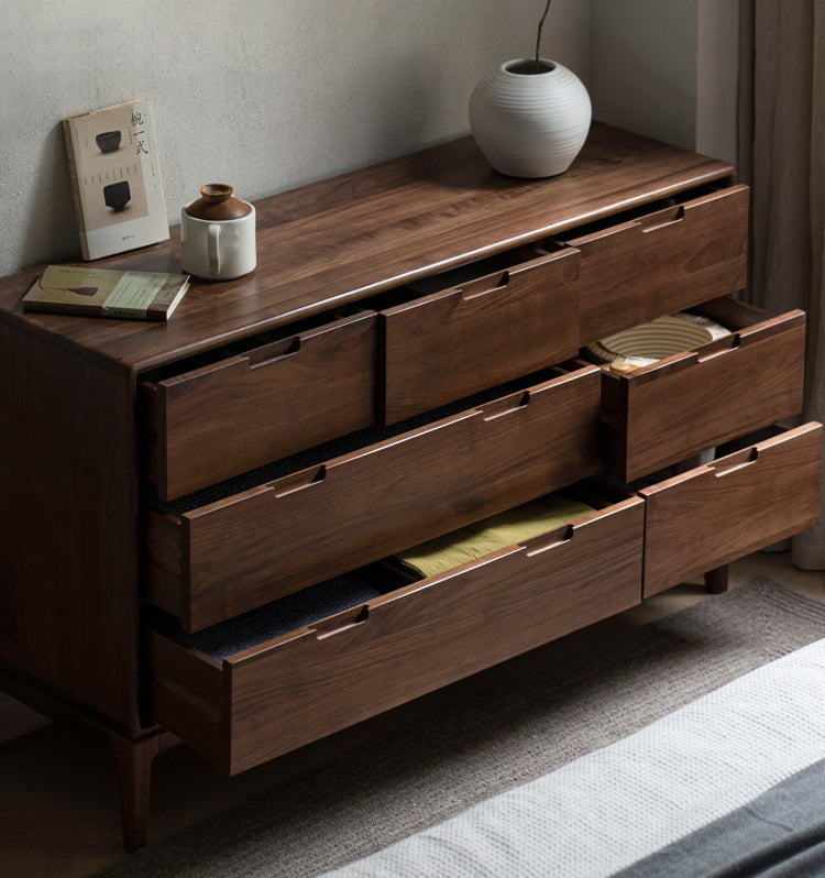 Ash Solid Wood Storage Cabinet Against the Wall