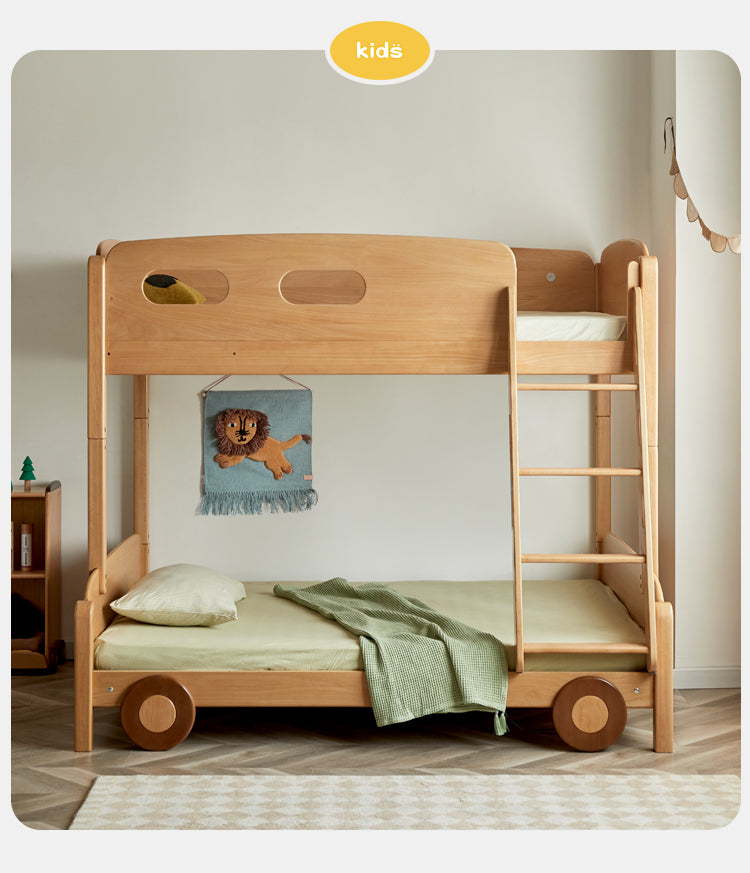 Beech solid wood children's Bunk Bed cartoon car Bed.