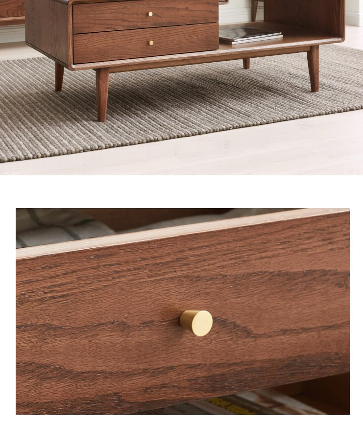 Oak Solid Wood coffee Table Nordic Walnut Color"