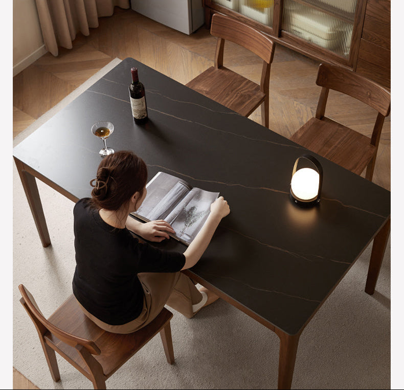 Oak Solid Wood Modern Minimalist Rock Plate Dining Table