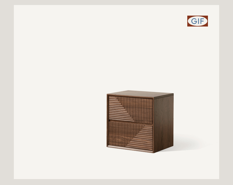 Black Walnut, Sandalwood Solid Wood Modular Storage Cabinet, Mid Century Dresser with Geometric Front Design