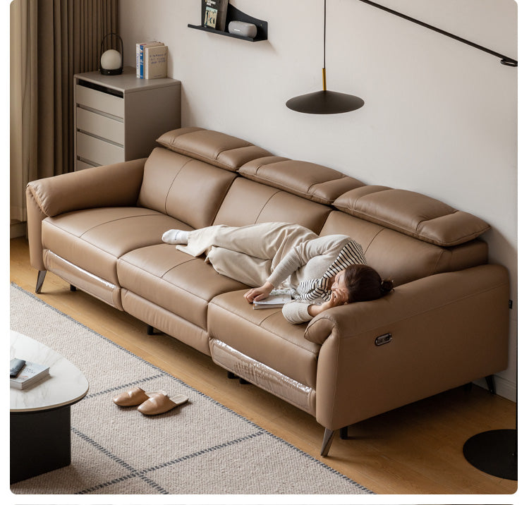 Electric Sofa Genuine Leather zero wall italian light luxury