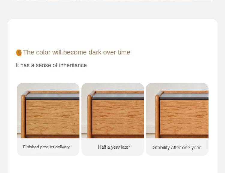 Cherry wood black slate nightstand storage cabinet"