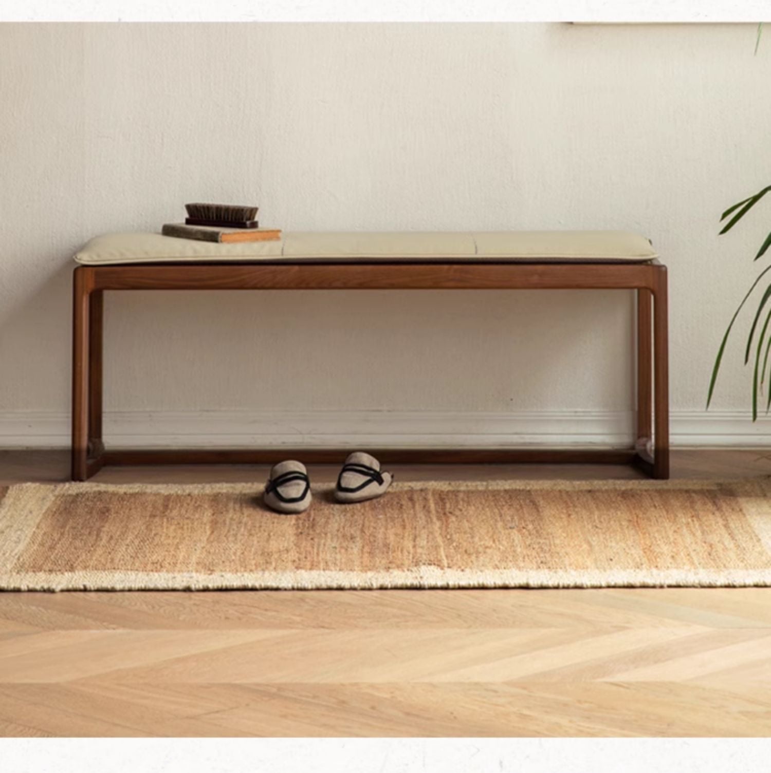 Black walnut solid wood square stool bench