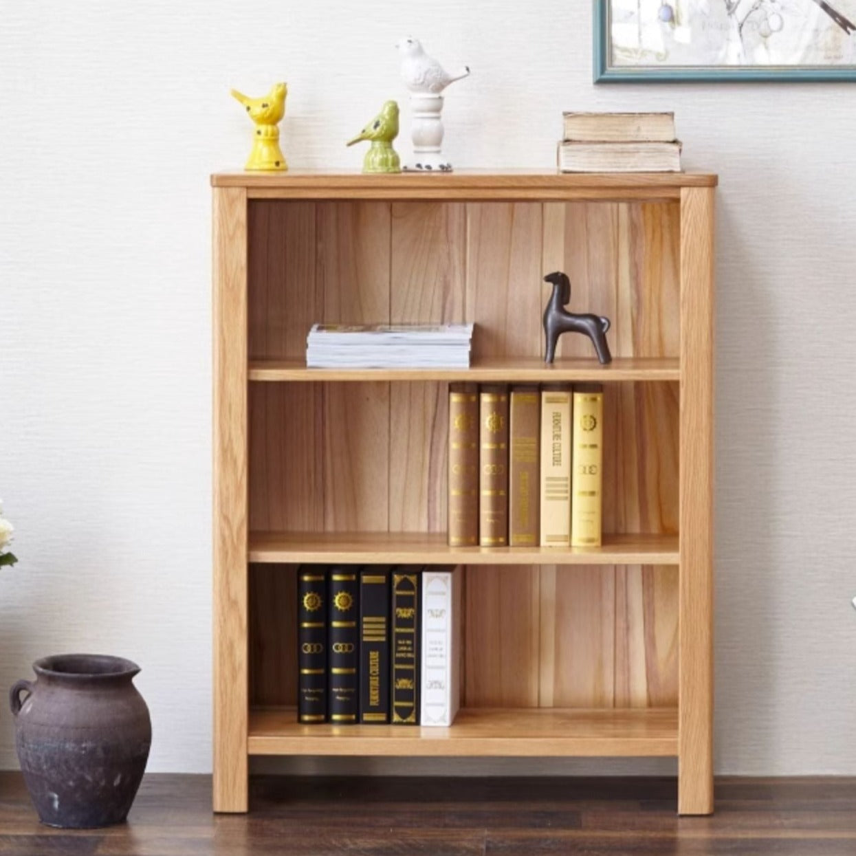 Oak solid wood Nordic simple small bookshelf