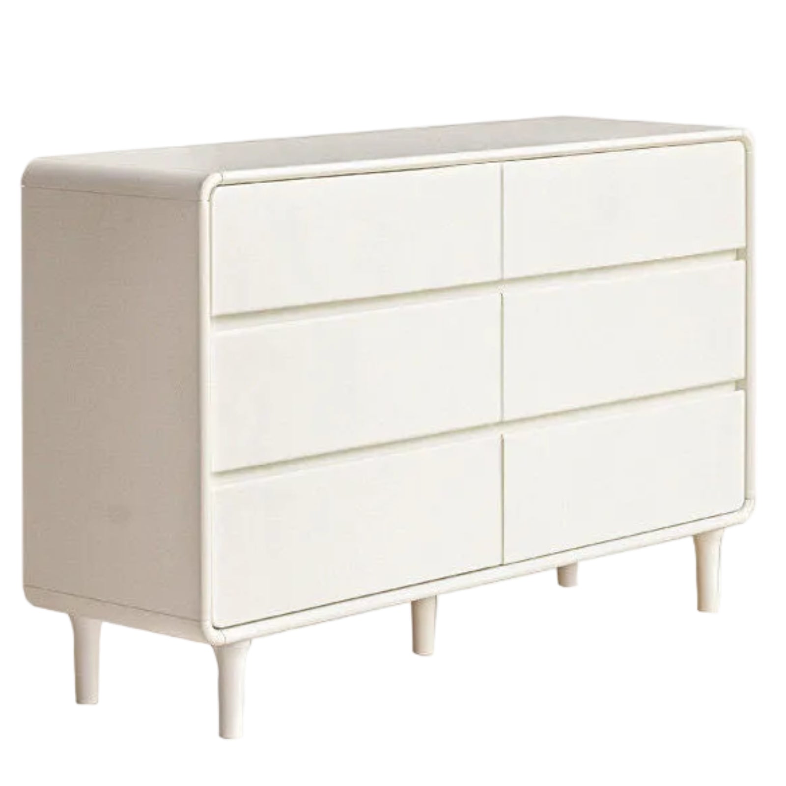 Solid Rubberwood Solid Wood Milky Cream Style Chest of Drawers