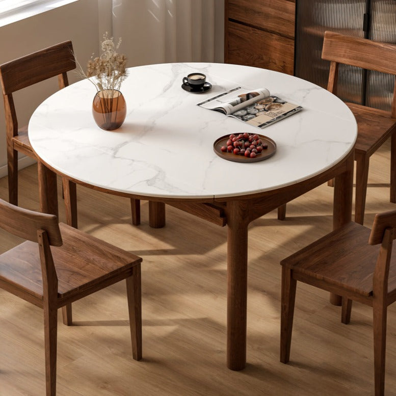 Black Walnut solid wood Retractable Rock Folding Dining Table-