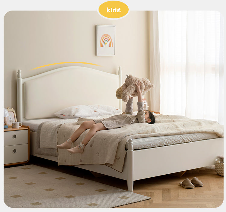Organic Leather kid's Box Bed, cream style)