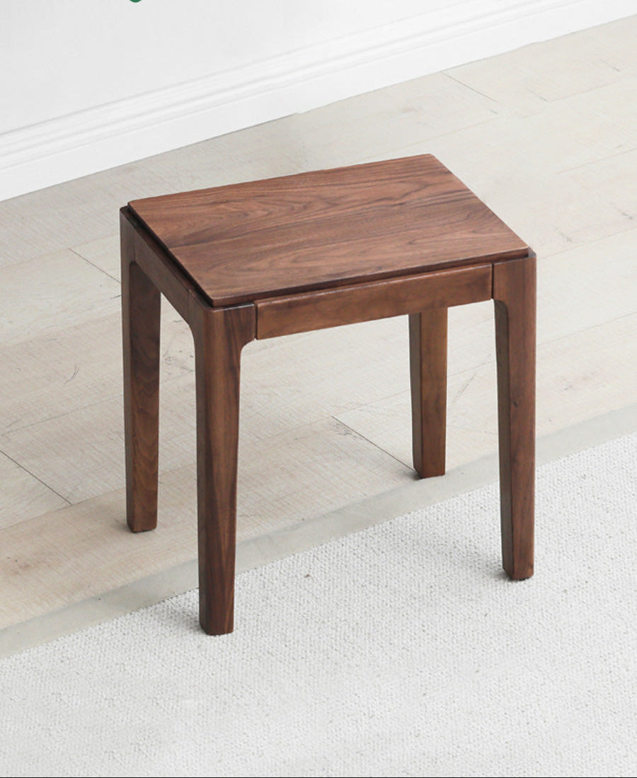 Black Walnut Solid Wood Square Nordic Makeup Stool