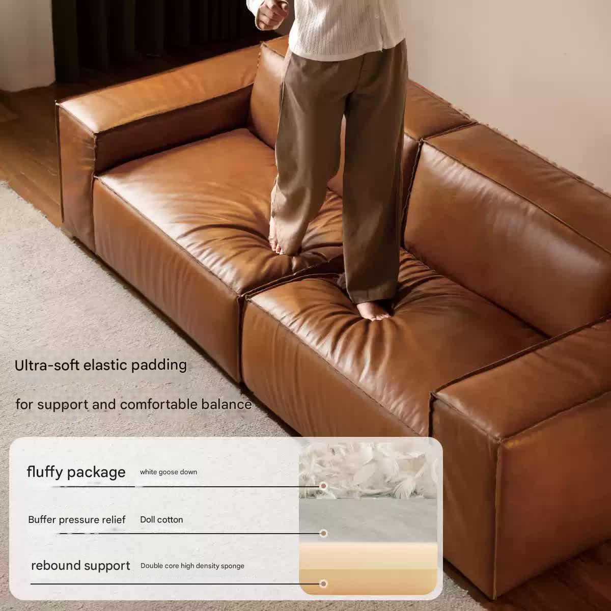 Full Leather Tofu Sofa first layer cowhide