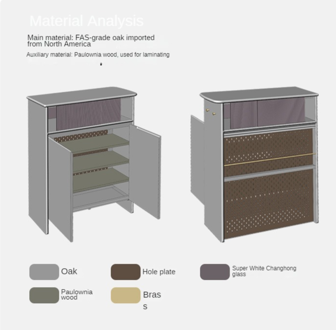 Oak Solid Wood Partition Shoe Cabinet "