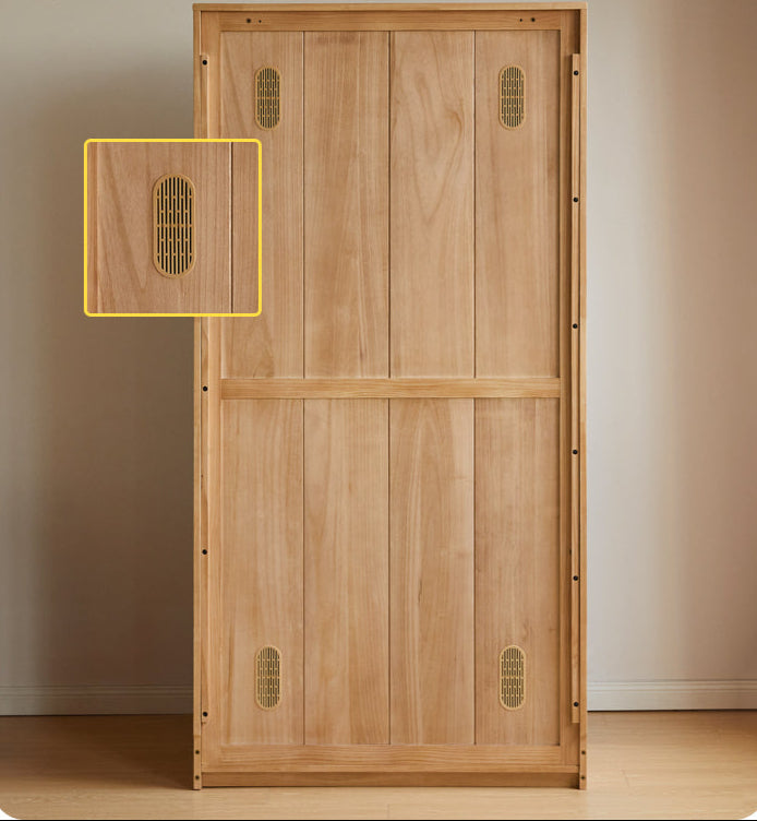 Solid Rubberwood Modern Children's Sliding Door Wardrobe