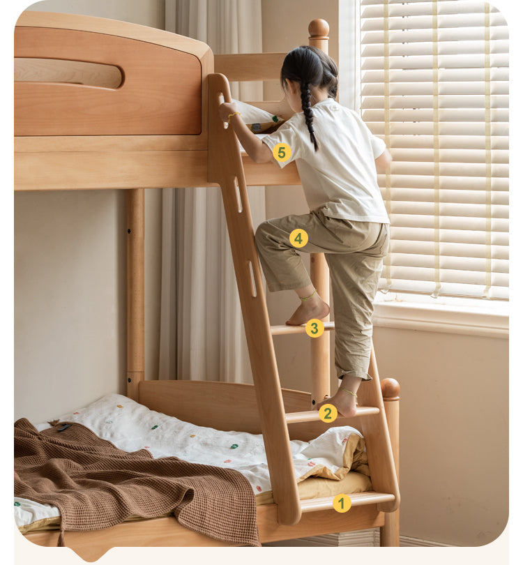 Beech solid wood children's bunk bed.