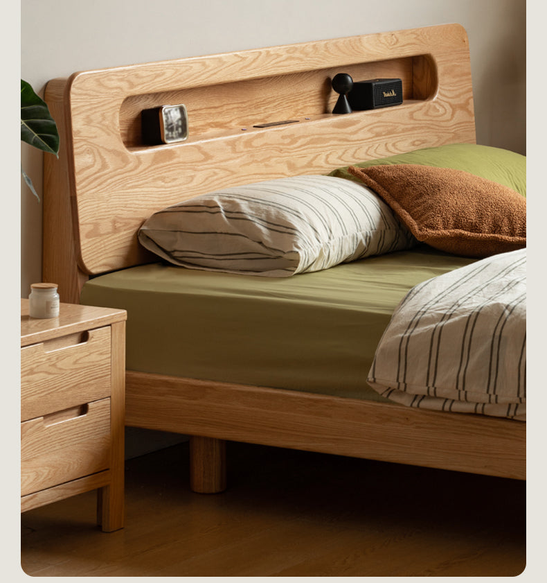 Oak Solid Wood Suspension Luminous Bed