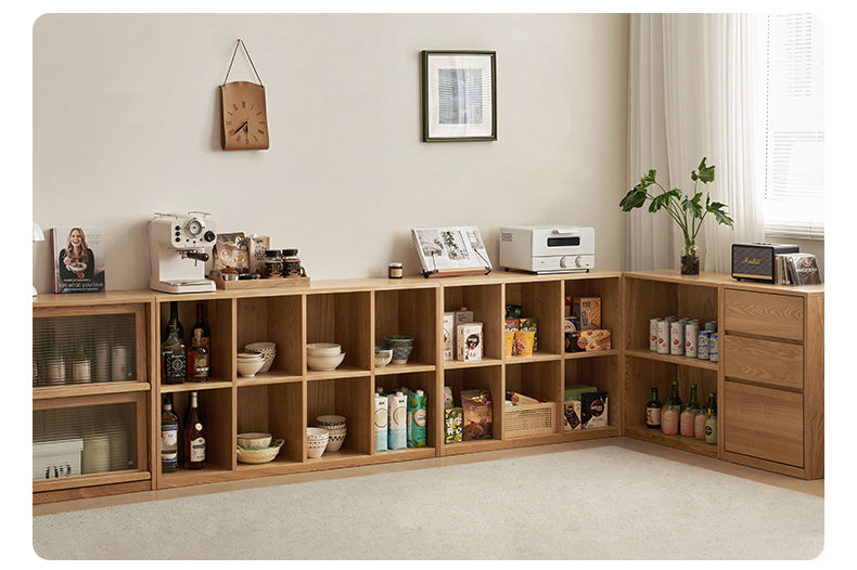 Ash solid wood bookcase simple floor bookshelf,