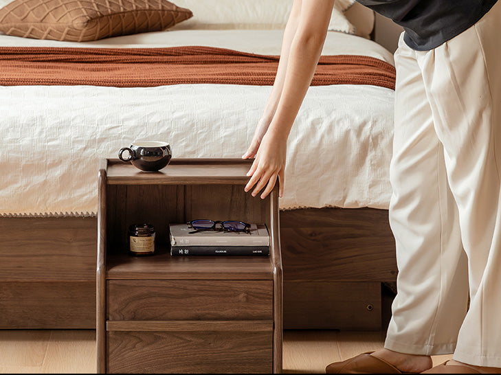 Black Walnut Solid Wood Italian Light Luxury Nightstand