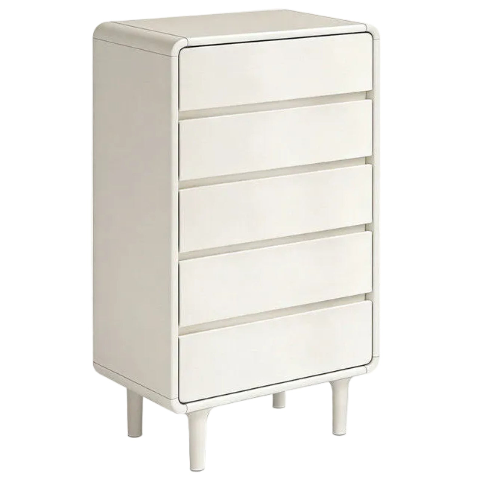 Solid Rubberwood Solid Wood Milky Cream Style Chest of Drawers