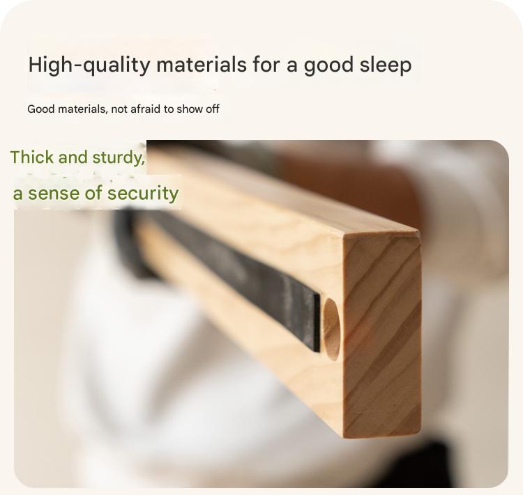 Rubber Solid Wood Cream Style Single Bed