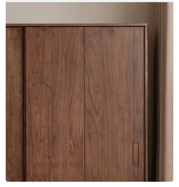 Black walnut solid wood sliding door wardrobe "